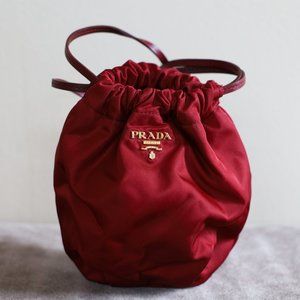 Prada Mini Red Satin Evening Tote